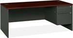 HON 38000 Series 72 Right Pedestal Desk - Charcoal Gray Finish