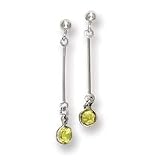 14k White Gold Peridot Dangle Post Earrings