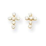 14k CZ Cross Earrings