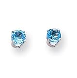 14k White Gold 4mm Blue Topaz Stud Earrings XBE132