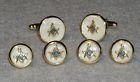 Masonic Cuff Links and Shirt Studs Mother of Pearl Square & Compass Set