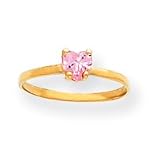 14k 4mm Pink CZ Heart Childrens Ring - Size 3