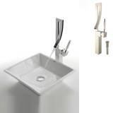 Kraus C-KCV-125-1200SN White Square Ceramic Millennium Faucet