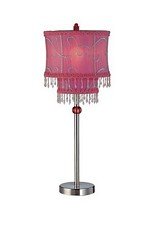 Lite Source LS-20295PS/PINK Sandy Table Lamp  Polished Steel with Pink Beaded Shade