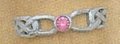 Sterling Silver Celtic Design Toe Ring with Pink Crystal, 1/8 in wide