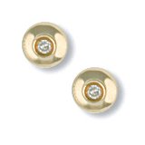 Jewelco London 9 carat Yellow Gold 3pts Fine Diamond rub-over set solitaire Stud earrings