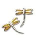 Solid Sterling Silver Amber Resin Dragonflies with CZ Earrings