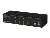 DIGITUS KVM Switch 1User 4PCs PS2 4-Port mit Mausklickfunktion ohne Kabel K2