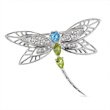 ZALES Blue Topaz and Peridot Dragonfly Brooch in Sterling Silver with Diamond... by 