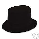Black Plastic Velour Top Hats for Costumes