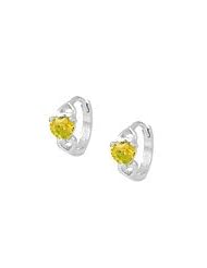 14K White Gold Baby Heart November Birthstone Huggie Hoop Earrings For Girls