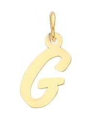 14K Yellow Gold Small Script Initial Letter G Charm