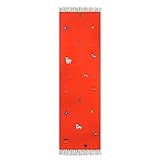 Wool and cotton rug, 'Red Animals' (2x6.5)