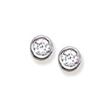 Bezel set clear CZ Solid Sterling Silver Earrings