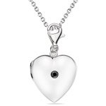 0.12 Cts Black Diamond Solitaire Multi-Purpose Heart Charm Locket Pendant in Silver