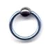 Titanium Ball Closure Ring in Light Blue with Hematite Bead 14 gauge by 5/16