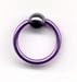 Titanium Ball Closure Ring in Purple with Hematite Bead 14 gauge by 1/2