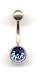 Titanium Aztec Gold Jeweled Navel Bar with a Light Sapphire Swarovski stone in 14 gauge by 3/8