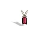 14K White Gold Emerald-cut Created Ruby Pendant