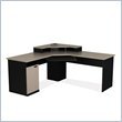 Bestar Hampton Home Office Corner Computer Desk in Sand Granite & Charcoal