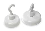 Industrial Grade 3DXY7 Magnetic Hook, White, 14 Lb, 1 In, PK2