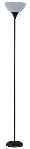Park Madison Lighting PMF-9169-31 Contemporary Design 72-Inch 150-Watt High Incandescent Torchiere Floor Lamp, Black Finish with Frosted Shade