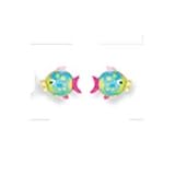 14k Yellow Fish Shaped Stud Childrens Enamel Earrings