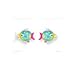 14k Yellow Fish Shaped Stud Childrens Enamel Earrings
