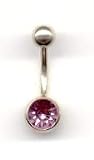 Titanium Aztec Gold Jeweled Navel Bar with a Light Rose Swarovski stone in 14 gauge by 3 / 8 &acute; - B0009PAY2A