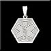 14KW WHITE GOLD HEXAGON SHAPED MEDICAL ID PENDANT WITH CADUCEUS MEDICAL SYMBOL