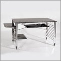 Euro Style Brian Desk On Casters; Black/Chrome