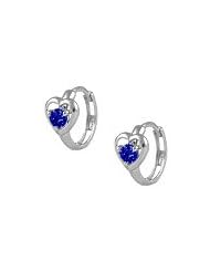 Baby 14K White Gold Heart September Birthstone Huggie Hoop Earrings