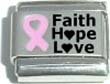 Clearly Charming Faith Hope Love Enamel Pink Ribbon Breast Cancer Awareness Laser Etched Italian Charm