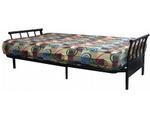 Rockport Sleigh Metal Arm Steel Grid Seat/Back Black Finish Queen Convertible Futon Sofa Sleeper Bed Frame