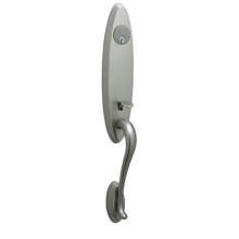 Schlage FA362 ASH 619 CHP RH Ashcroft Double Cylinder Handleset with Right Hand Champagne Lever Inte