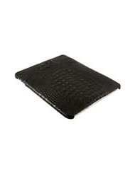 Black iPad Clip On Case - Genuine Crocodile Hornback Skin Leather