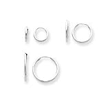 14k White Gold 3-Pair Set - Endless Hoop Earrings