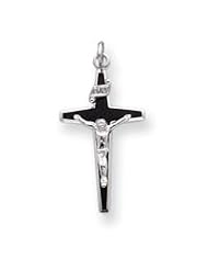 Sterling Silver Enameled Crucifix Pendant QC3397"