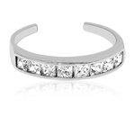 Cubic Zircon accented Toe Ring in 14K White Gold by SmileRiver