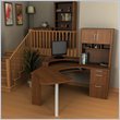 Bestar Hartford Corner Desk with 2-Door Hutch in Tuscany Brown