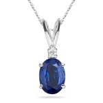 0.03 Cts Diamond & 2.30 Cts Blue Sapphire Pendant 