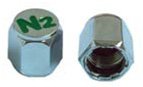 1 - 000 Nitrogen Valve Caps - Engraved N2 - Chrome Plated ABS