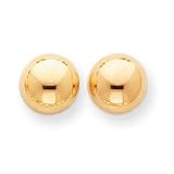 14k Gold Polished 10mm Button Post Earrings