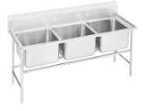 Advance Tabco Stainless Steel Regaline Three Compartment Sink - 74in. L