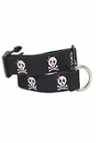 FAB DOG NYLON GIRLIE SKULL COLLAR LARGE BLACK & RED