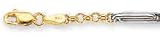 14k Two-Tone Rolo and Bar Link Anklet - 10 Inch