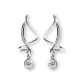 EarspiralTM Earrings 53XSCZSS with 4mm Cubic Zirconium (simulated Diamond) (April's Birthstone) Sterling Silver