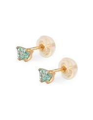 Baby 14K Yellow Gold Aquamarine C.Z. Butterfly Stud Earrings