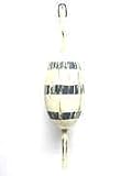 Wood Oval Mooring Buoy White and Blue Float Nautical Tropical Home Decor Art Hanging Wall