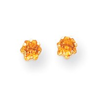 Sardelli - 14k 4.00mm Synthetic Citrine (November Birthstone) Earrings by Sardelli